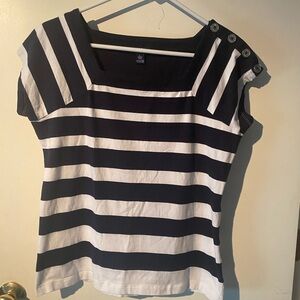 Nautical Striped Black and White Women's Top By Chaps